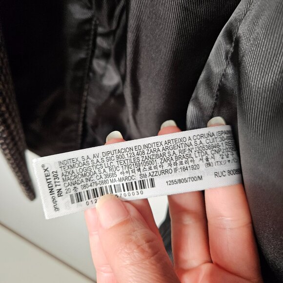 ZARA Woman Wool Houndstooth Outwear Blazer Jacket Coat Sz M Oversized 1255/805 - Picture 15 of 16